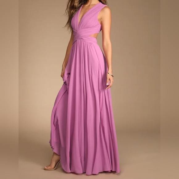 Lulus Vivid Imagination Lilac Cutout Maxi Dress, Size Medium - Picture 5 of 13